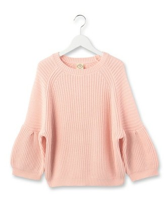 編み地切り替えバルーンスリーブニット