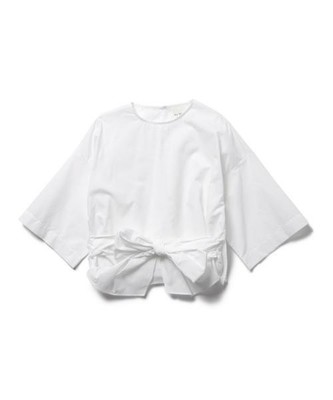 リボン ベルト クロップド丈 ブラウス