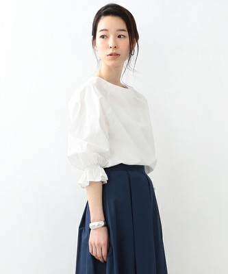 ギャザー パフスリーブ ブラウス