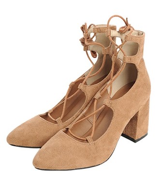 チャンキーヒール・レースアップパンプス