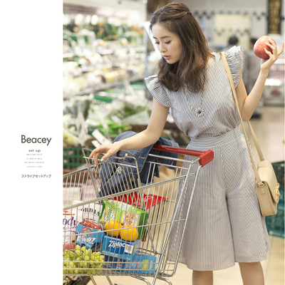 レディ度高めなストライプセットアップ 【beacey　ベイシー】