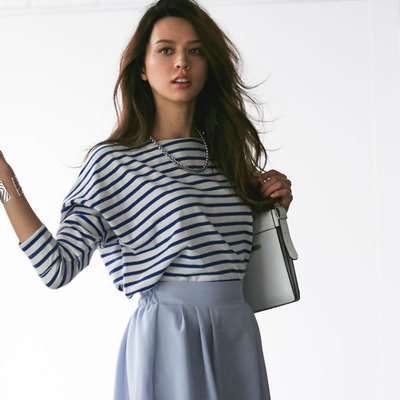 【Boat Neck Border Cutsewn】レディース　ボートネック　ボーダー