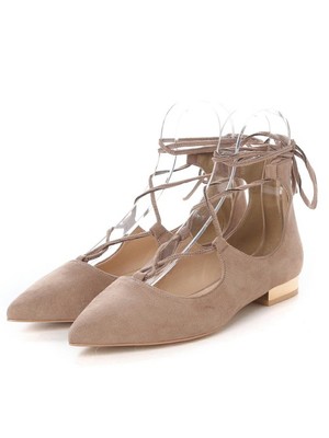 レースアップフラットパンプス