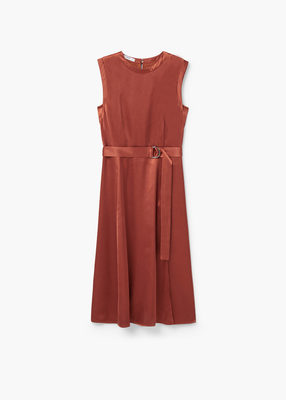 ベルト付きサテンワンピース