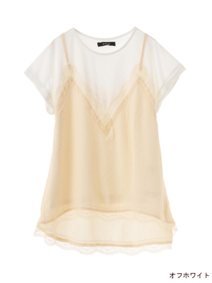 レースキャミ重ねTシャツ