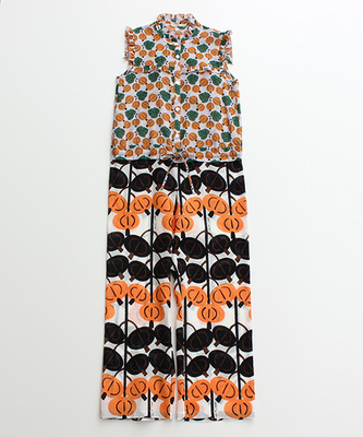 すぐりプリント　切替コンビネゾン