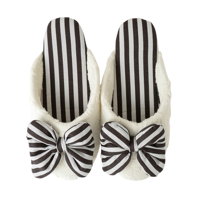 DSY ルームシューズ ストライプ 24cm ブラック