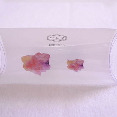 水彩画のピアス　赤