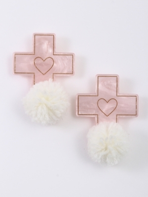 ポンポンクロスイヤリング