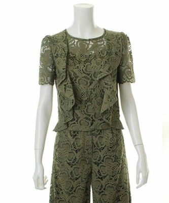 キャミ付ラッセルレースセットアップフリルブラウス