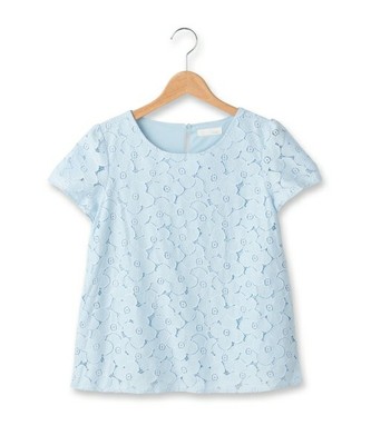 フラワーレース半袖プルオーバー