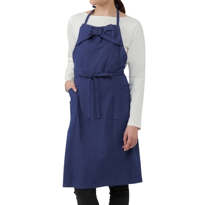 ブリム フルエプロン リボン ネイビー