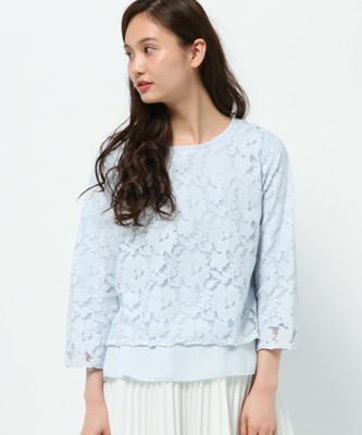 レース×レイヤーTブラウス