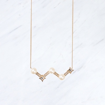 Pearly Play ジグザグネックレス ゴールド 