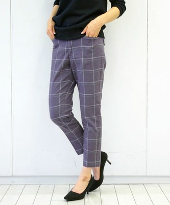 【股下丈が選べる】ララ・ステラ　アクセントカラーがコーデを引き立てる　知的＆グッドガールなウィンドウペンチェックパンツ　