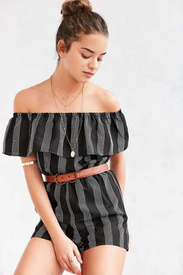 Lucca Couture Striped Off-The-Shoulder Romper
