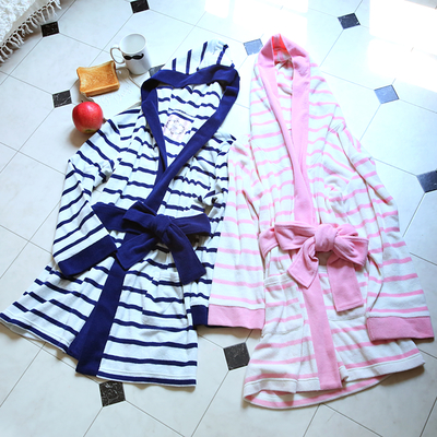 パイルボーダールームウェア　ガウン