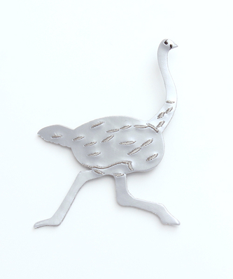 エナメル刺繍 ダチョウブローチ