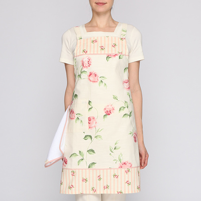 ローラ アシュレイ　エプロン　ウィズ タオル ヘーゼルウッド/チョークピンク