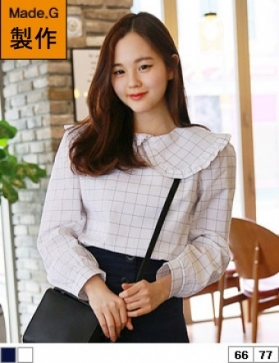 セーラーカラーウィンドウチェックブラウス