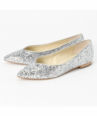 グリッターフラットシューズ