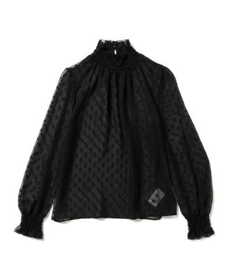 CAROLINA GLASER / ドットシフォン スタンドブラウス