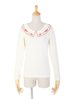 お皿刺繍衿ロンT