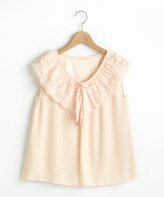 スカラップ刺繍フリルブラウス