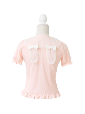 うさみみオーガンジー襟パフ袖うさ耳ブラウス