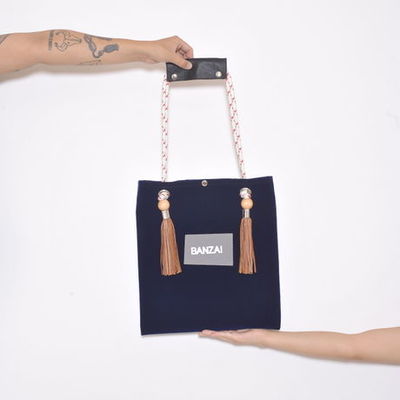 SUEDE BONDING TOTE_BL/BW