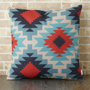 北欧クッション(ミントレッドキリム柄)