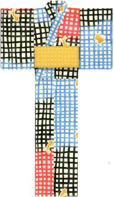 ネコ・チェック・蝶柄