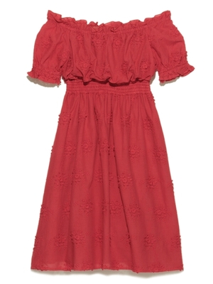 コットンレースオフショルワンピ