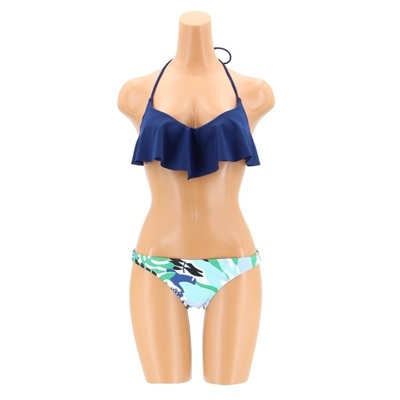 無地×ブロックリーフ　ワイヤー ビキニ　 9号