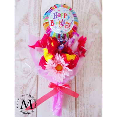 キャンディブーケ 手持ちブーケミニ　Happy Birthday ピンク キャンディーブーケ