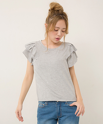フリル袖Tシャツ