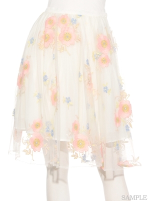 チュール刺繍スカート