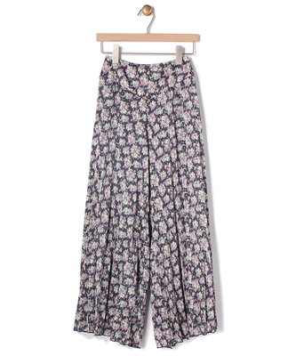 花柄プリーツロングキュロ