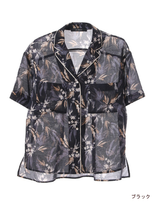 ボタニカル柄開襟シャツ