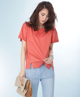 洗濯耐久ワイドUネックtee