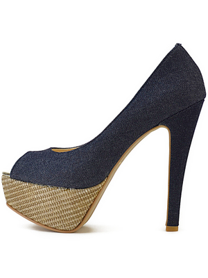 メッシュストームハイヒールオープントゥパンプス