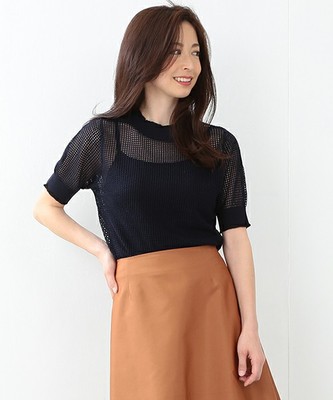 Demi-Luxe BEAMS / アイレットレース 半袖ニットプルオーバー