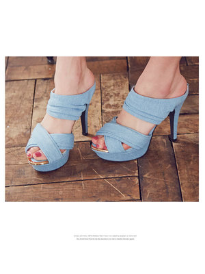 美ラインヒールゴールドポイントクロスシフォンサンダル