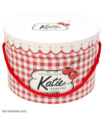 HAT BOX round RED GINGHAM LOGO L