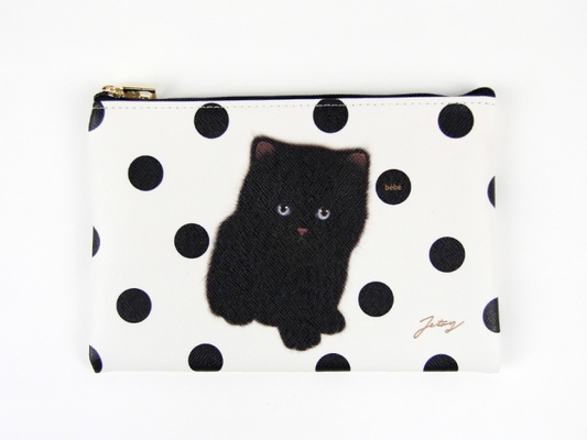 猫のスリムポーチ3　リボンドット