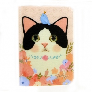 猫のウィンクカードケース　白黒