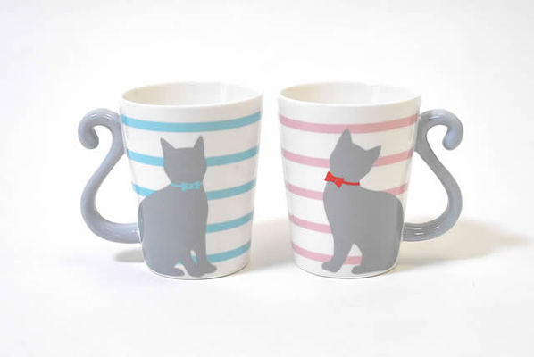 グレー猫しっぽマグペアーセット