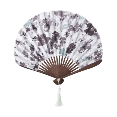 リュシーナ フラワー扇子 グリーンxミント