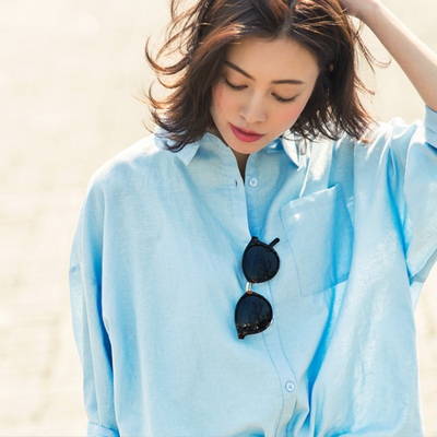 《STORY5月号掲載》【Over size linen shirt】レディースリネンシャツ
