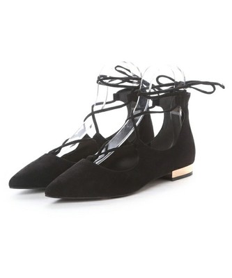 レースアップフラットパンプス
